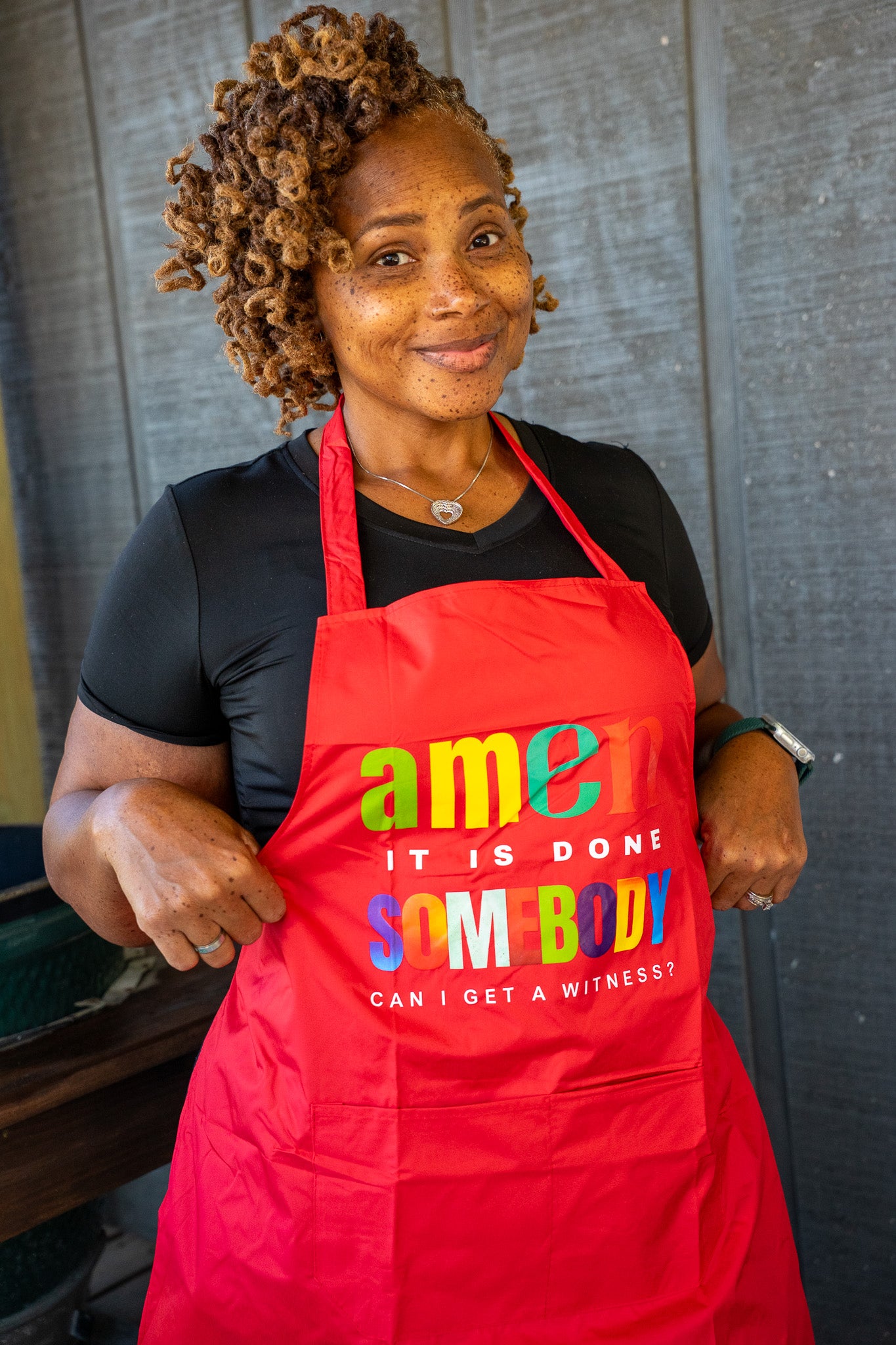 Amen Somebody® Women’s Faith & Flavor Apron – “It Is Done, Can I Get a Witness?”