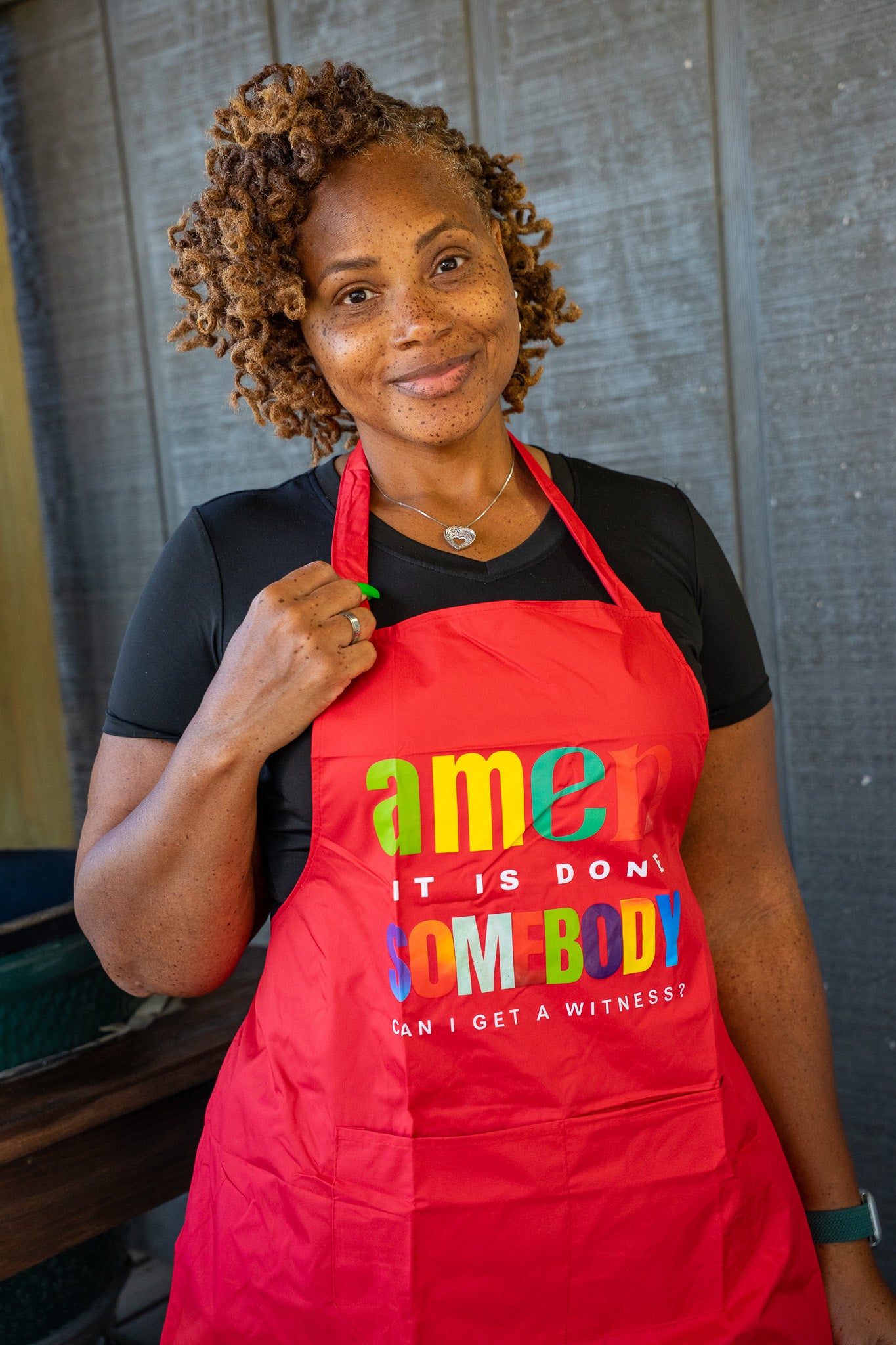 Amen Somebody® Women’s Faith & Flavor Apron – “It Is Done, Can I Get a Witness?”