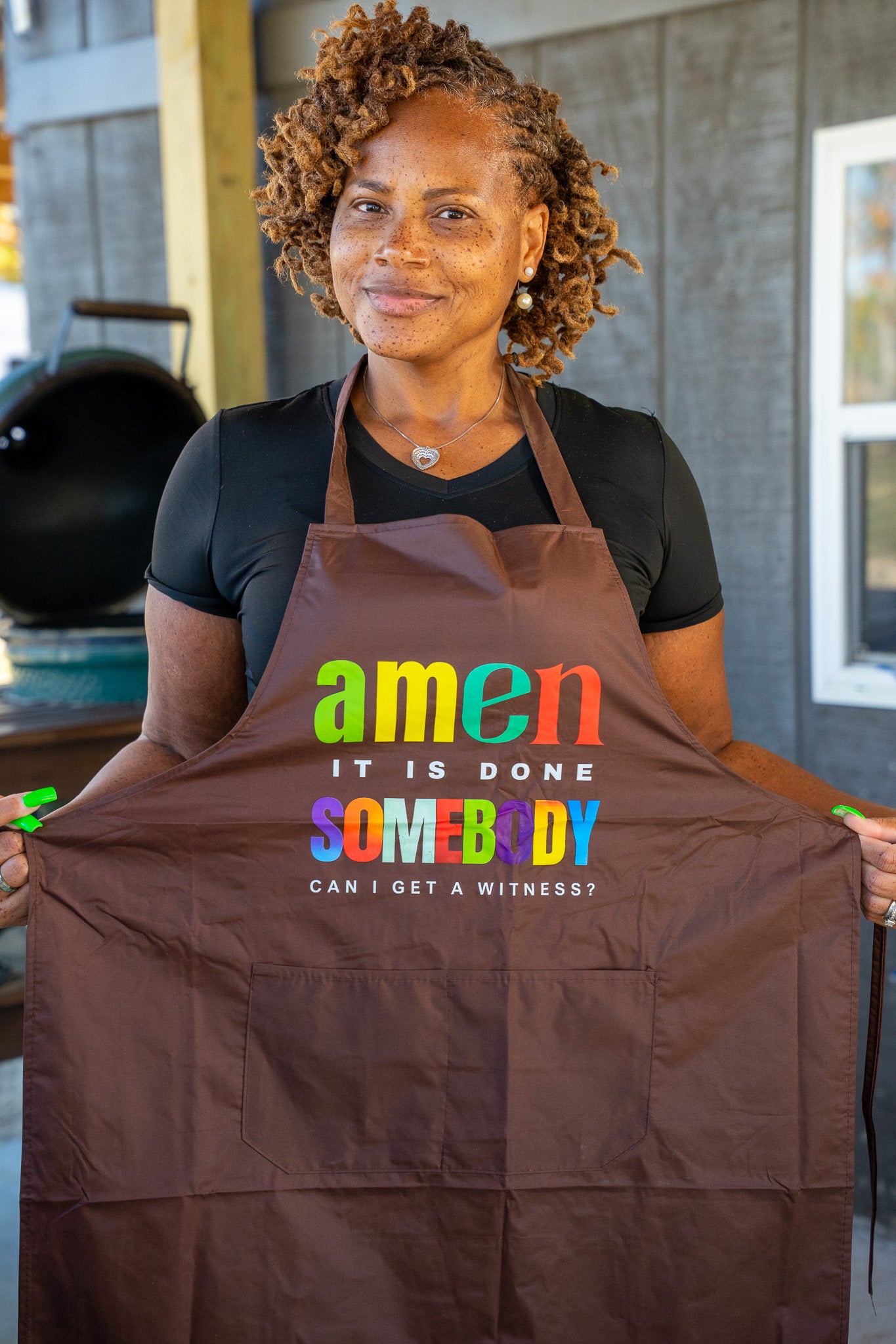 Amen Somebody® Women’s Faith & Flavor Apron – “It Is Done, Can I Get a Witness?”