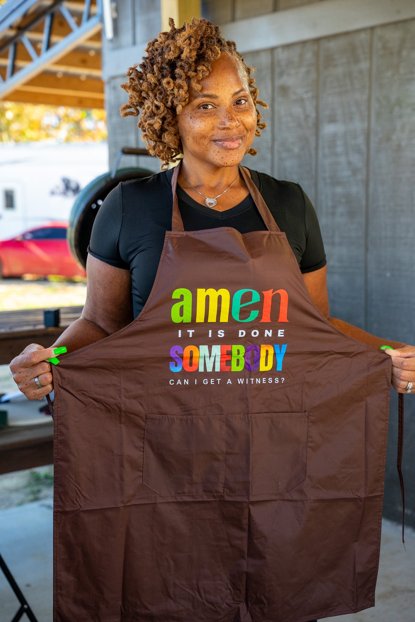 Amen Somebody® Women’s Faith & Flavor Apron – “It Is Done, Can I Get a Witness?”