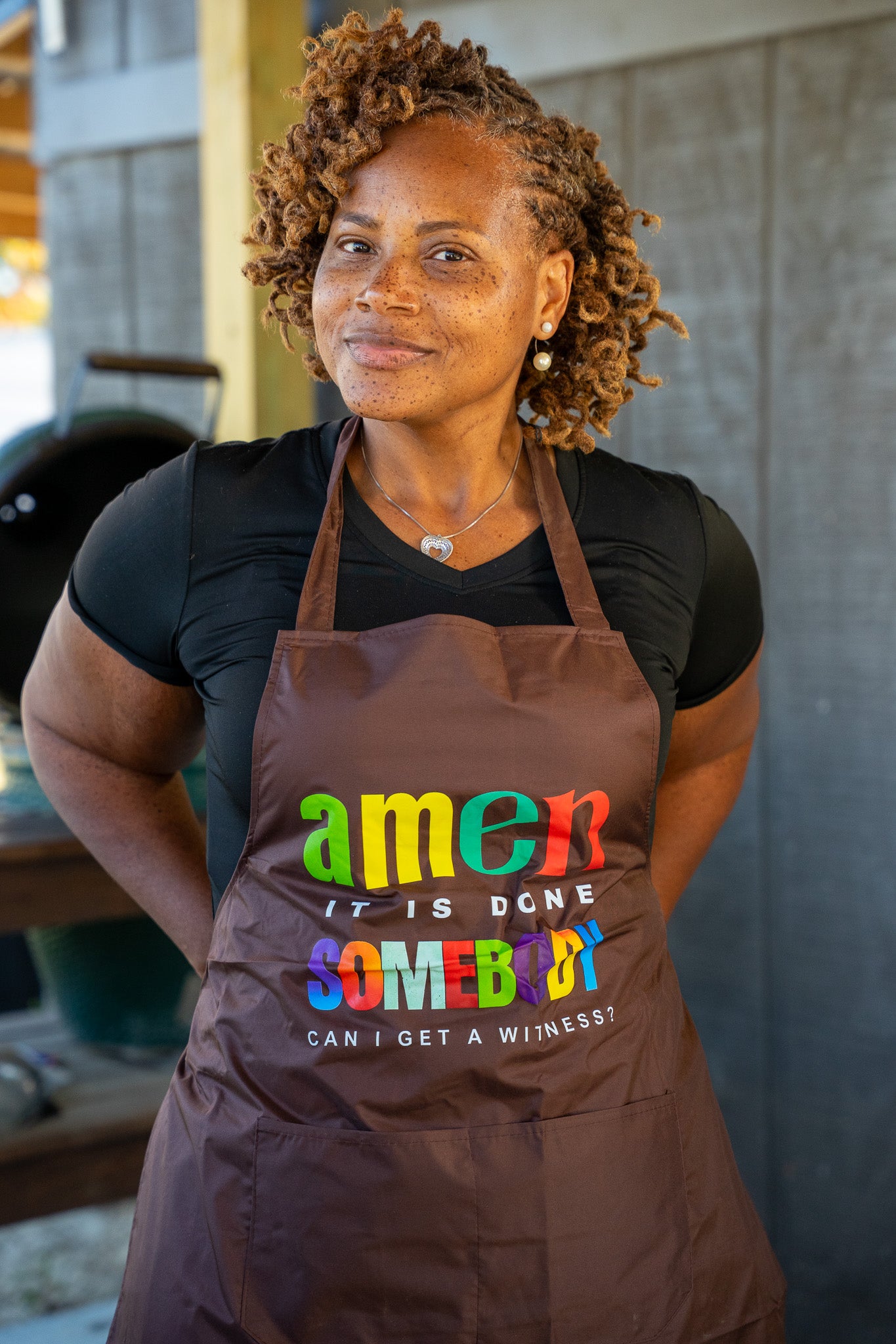 Amen Somebody® Women’s Faith & Flavor Apron – “It Is Done, Can I Get a Witness?”