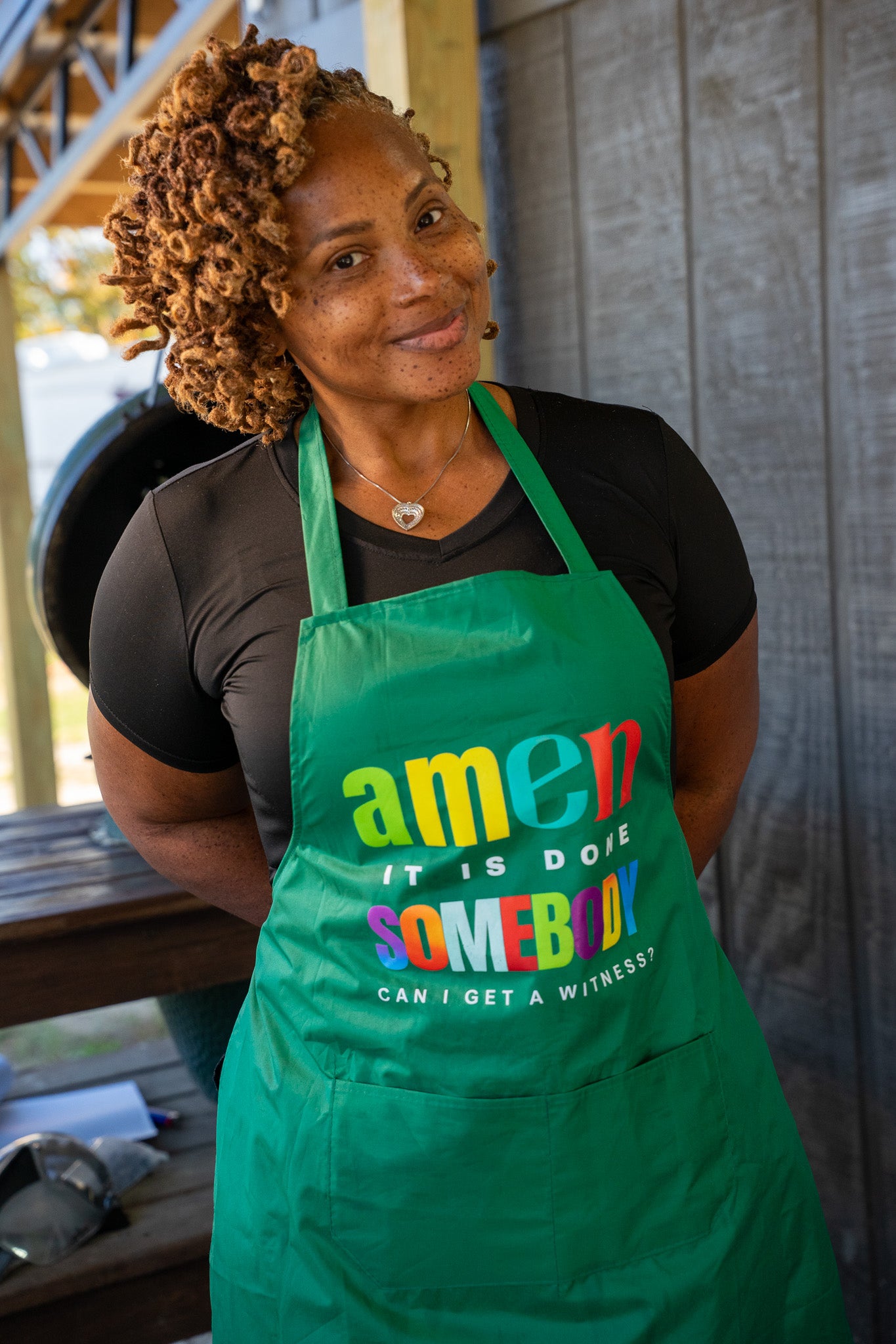 Amen Somebody® Women’s Faith & Flavor Apron – “It Is Done, Can I Get a Witness?”