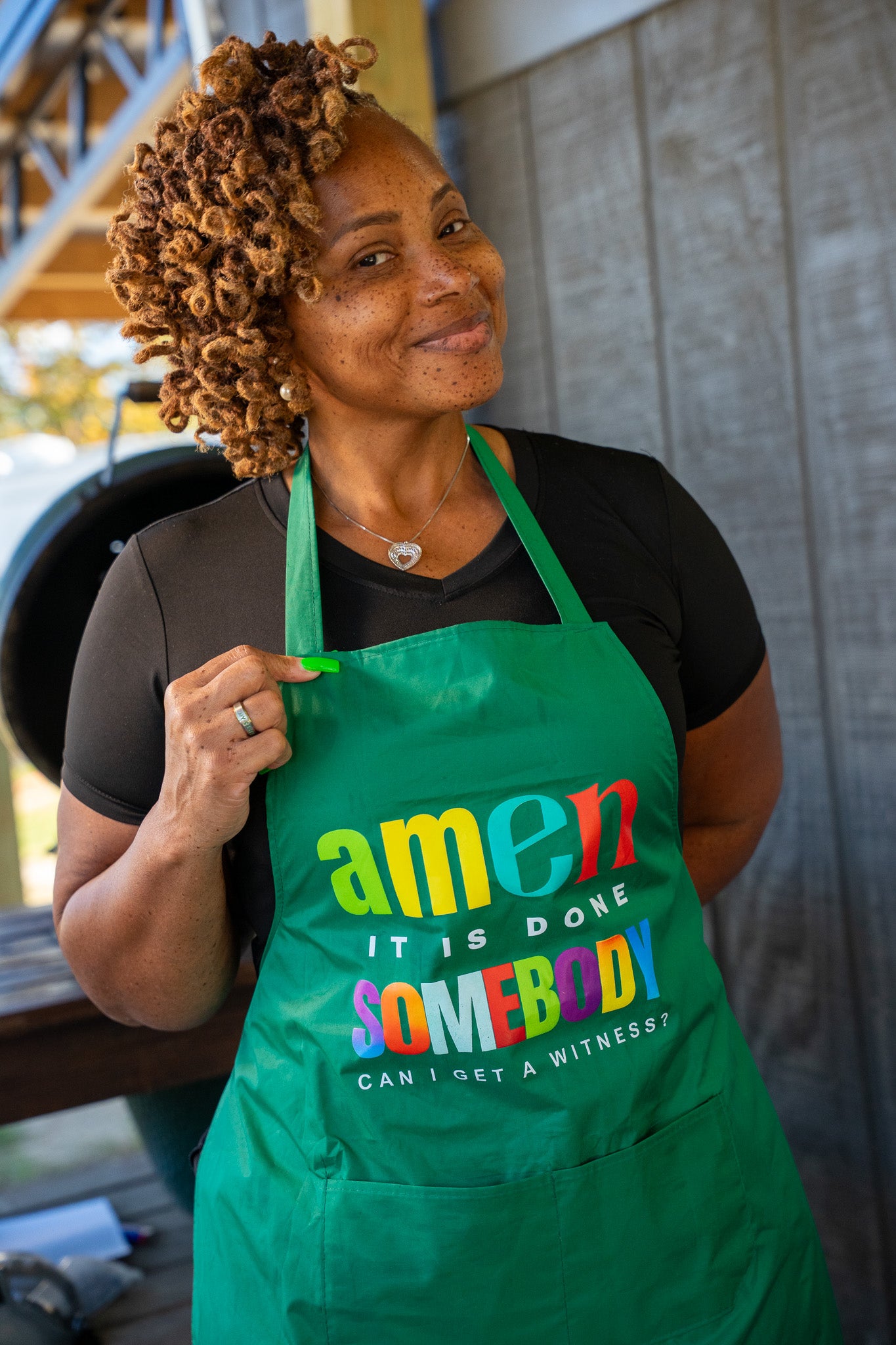 Amen Somebody® Women’s Faith & Flavor Apron – “It Is Done, Can I Get a Witness?”