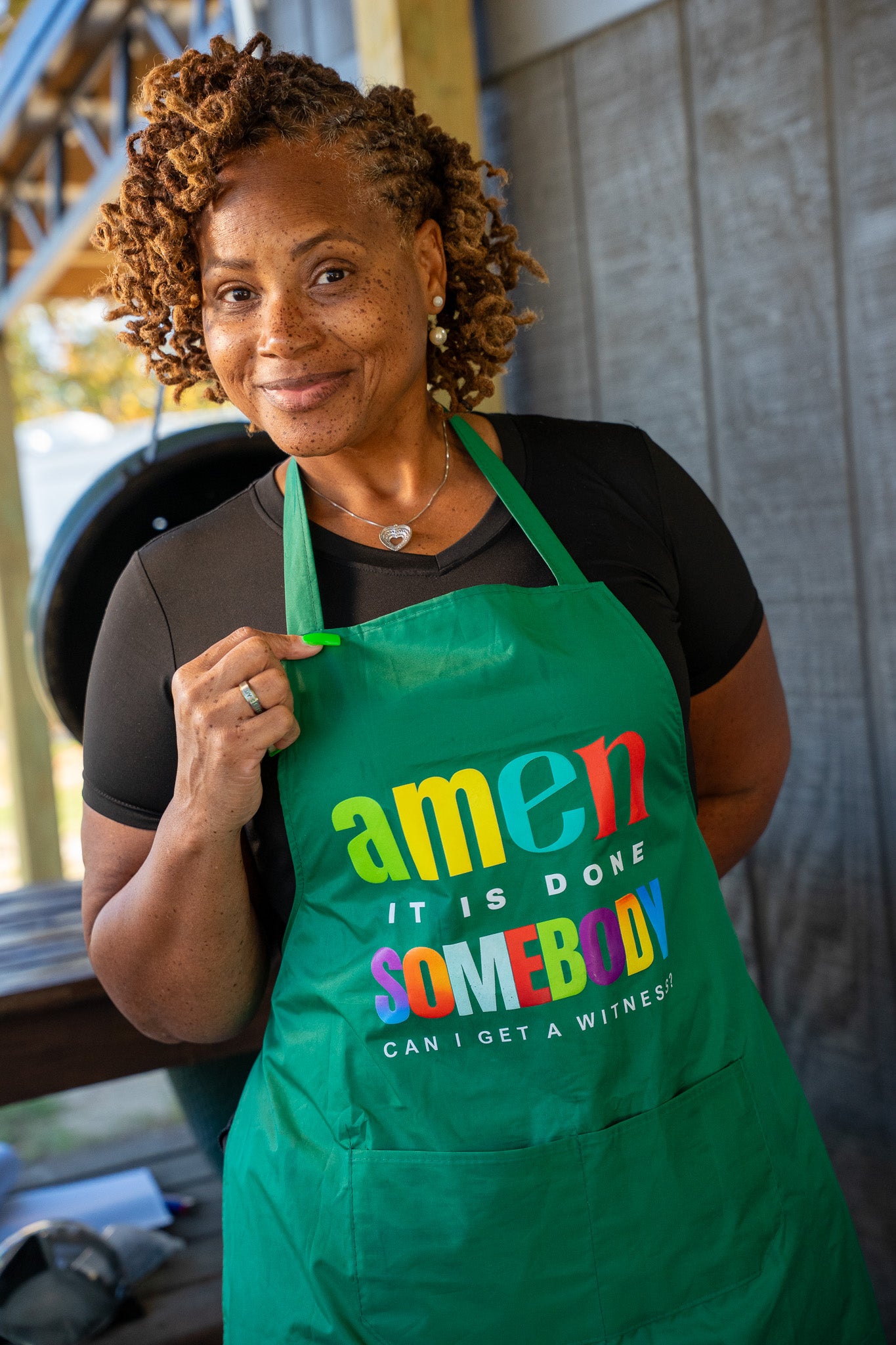 Amen Somebody® Women’s Faith & Flavor Apron – “It Is Done, Can I Get a Witness?”