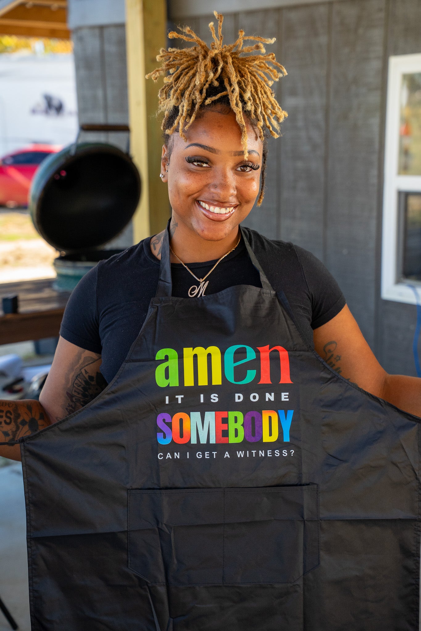 Amen Somebody® Women’s Faith & Flavor Apron – “It Is Done, Can I Get a Witness?”