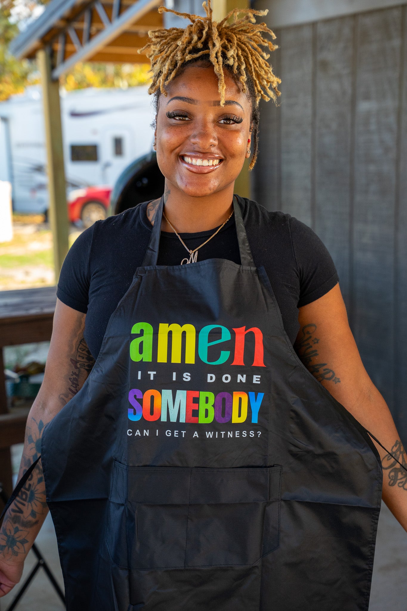 Amen Somebody® Women’s Faith & Flavor Apron – “It Is Done, Can I Get a Witness?”
