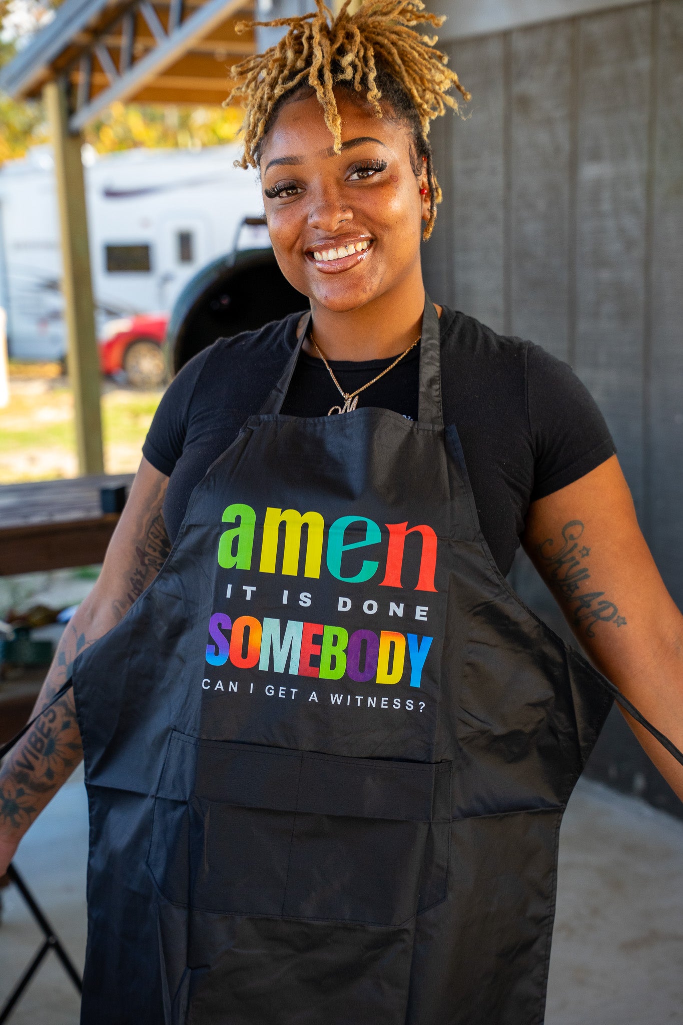 Amen Somebody® Women’s Faith & Flavor Apron – “It Is Done, Can I Get a Witness?”