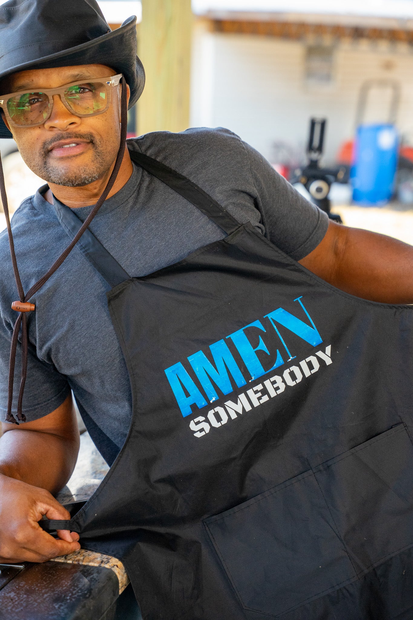 Amen Somebody® Men’s Bold Faith Apron – Brown (Camouflage | Blue & White Editions)