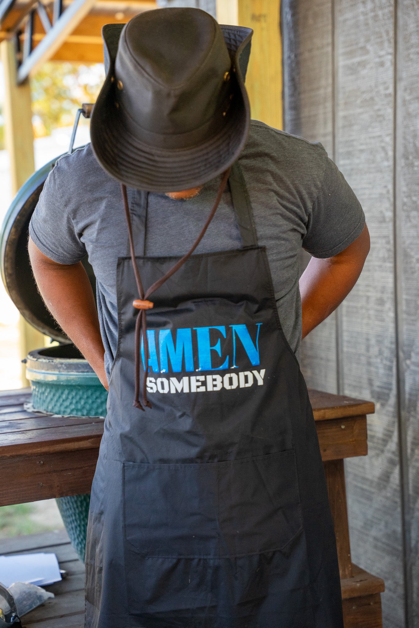 Amen Somebody® Men’s Bold Faith Apron – Brown (Camouflage | Blue & White Editions)